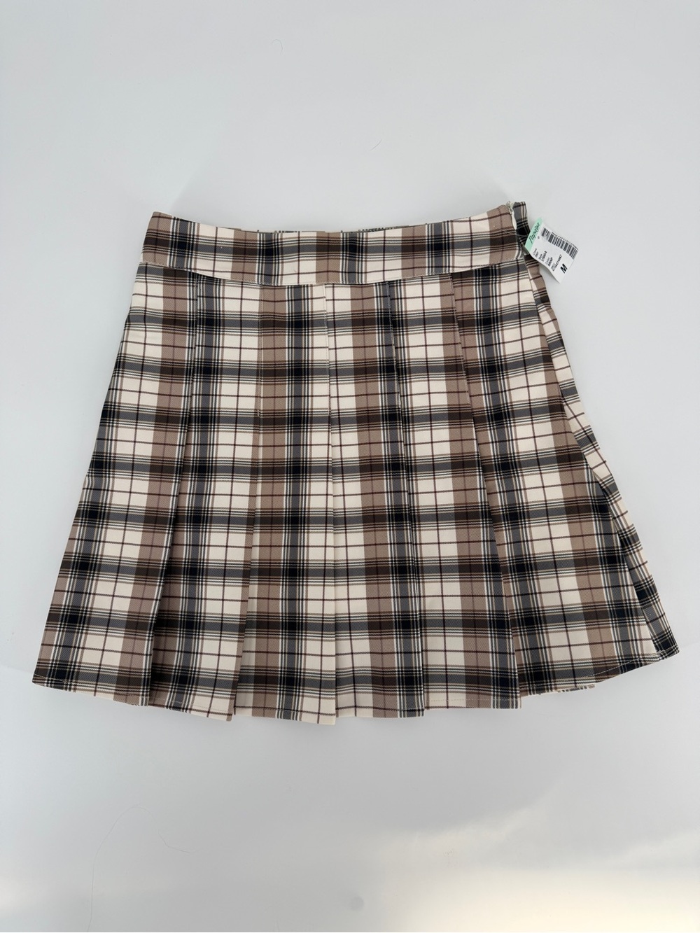 Papaya Brown Tartan Plaid Pleated Mini Skort M Dark Academia Schoolcore Preppy